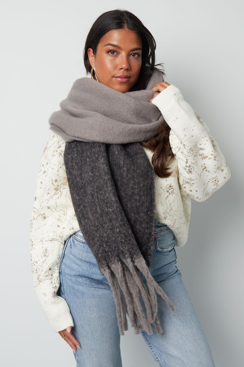 Winter scarf polar plush - black grey h5Picture2